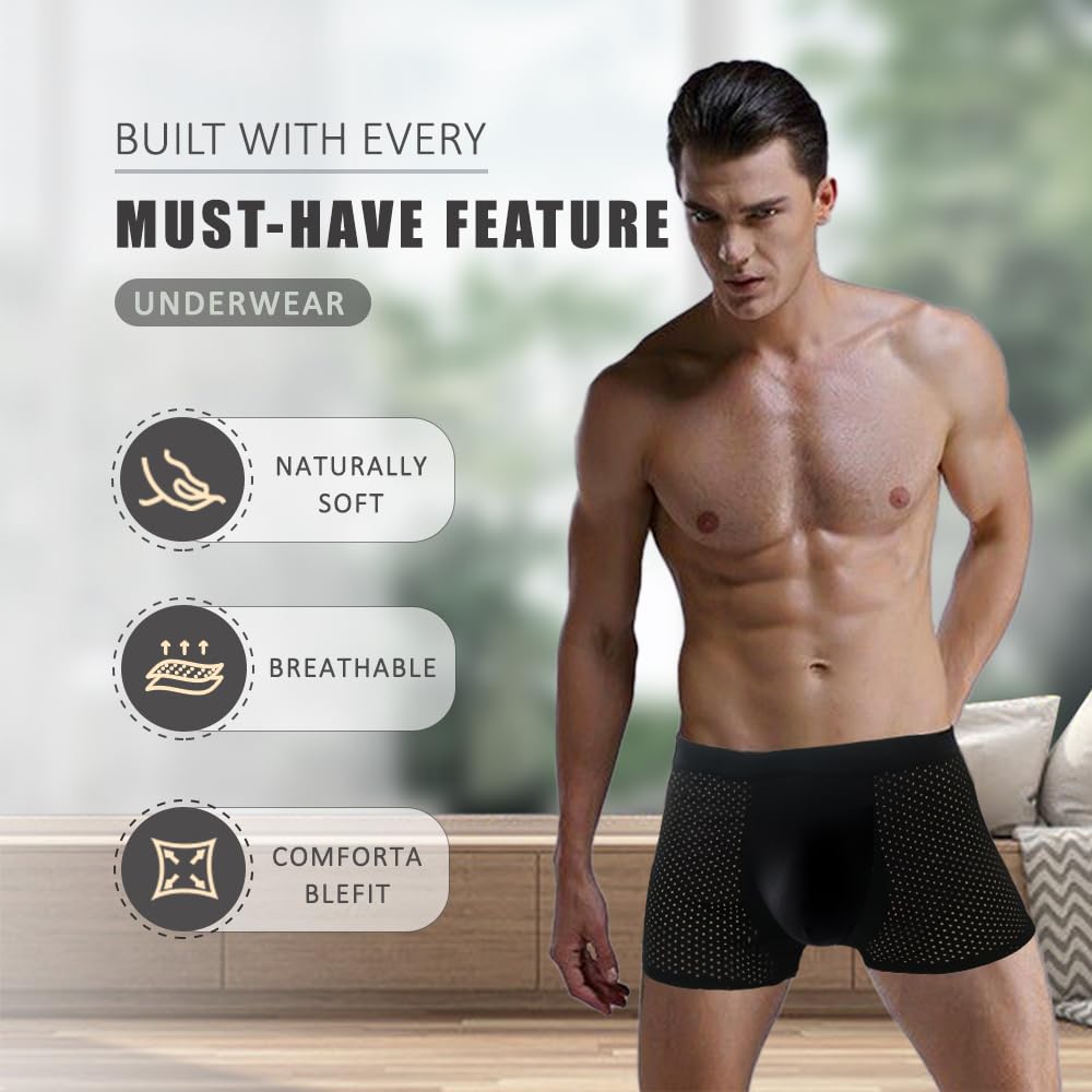 🔥(Set of 4pcs) 2025 NEW Men's Energy Boost & Antibacterial Elastic Underwear Set