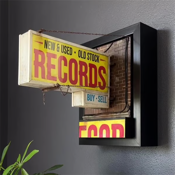 💽Record Store Retro Wall Light - Record Collector Gift✨3 Years Warranty