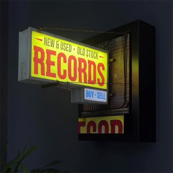 💽Record Store Retro Wall Light - Record Collector Gift✨3 Years Warranty