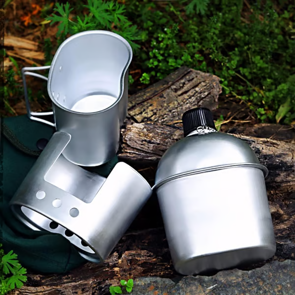 đ„Last Day 70% OFFđ„Military Canteen Set of 4, Canteen Cup Stove Pouch Kit