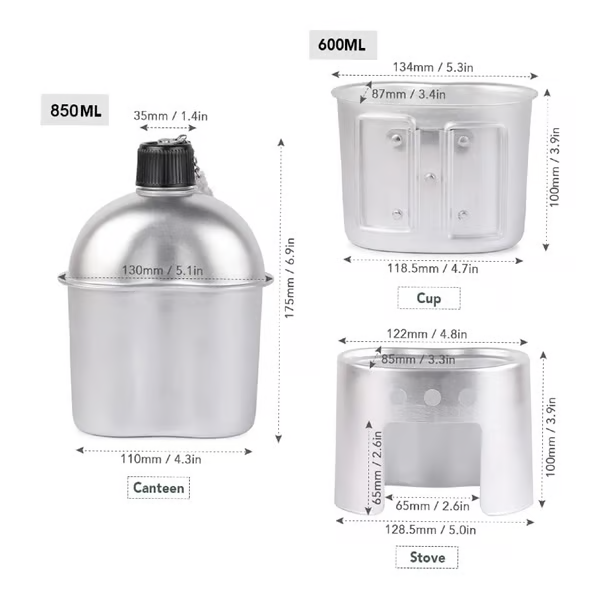 đ„Last Day 70% OFFđ„Military Canteen Set of 4, Canteen Cup Stove Pouch Kit