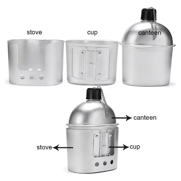 đ„Last Day 70% OFFđ„Military Canteen Set of 4, Canteen Cup Stove Pouch Kit
