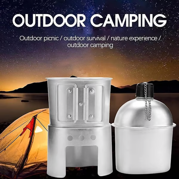 đ„Last Day 70% OFFđ„Military Canteen Set of 4, Canteen Cup Stove Pouch Kit