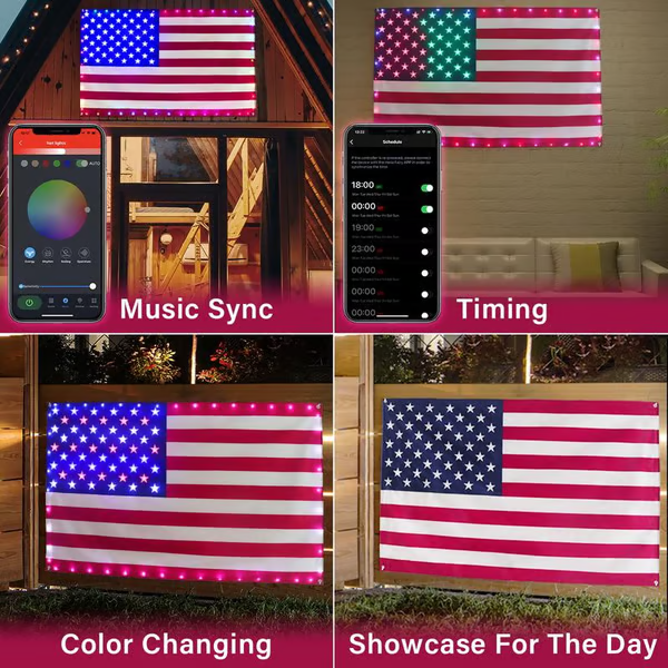 🔥3x5 FT American Flag Lights with App & Remote Control
