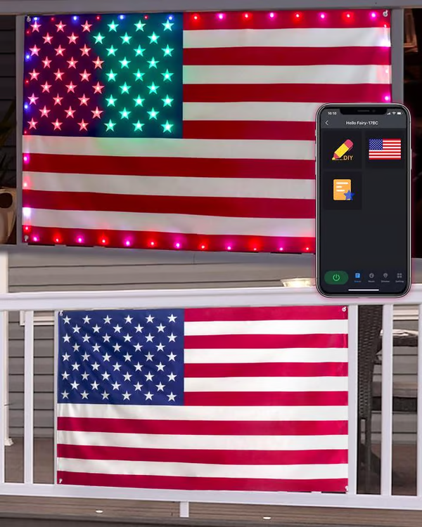 🔥3x5 FT American Flag Lights with App & Remote Control