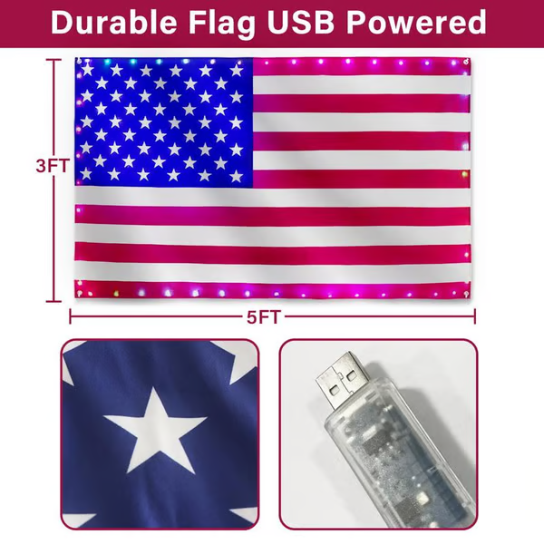 🔥3x5 FT American Flag Lights with App & Remote Control