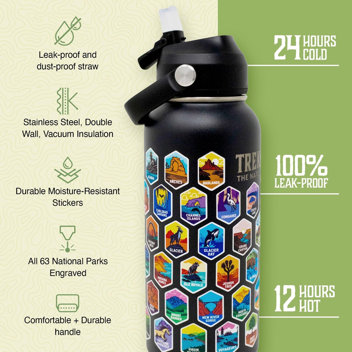 National Park Insulated Bottle Flask Tumbler with Stickers Kit