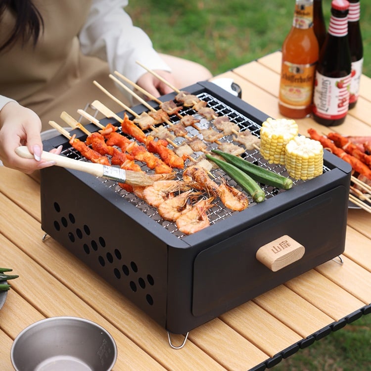 Outdoor barbecue grill stove tea making stove set barbecue stove home camping full set