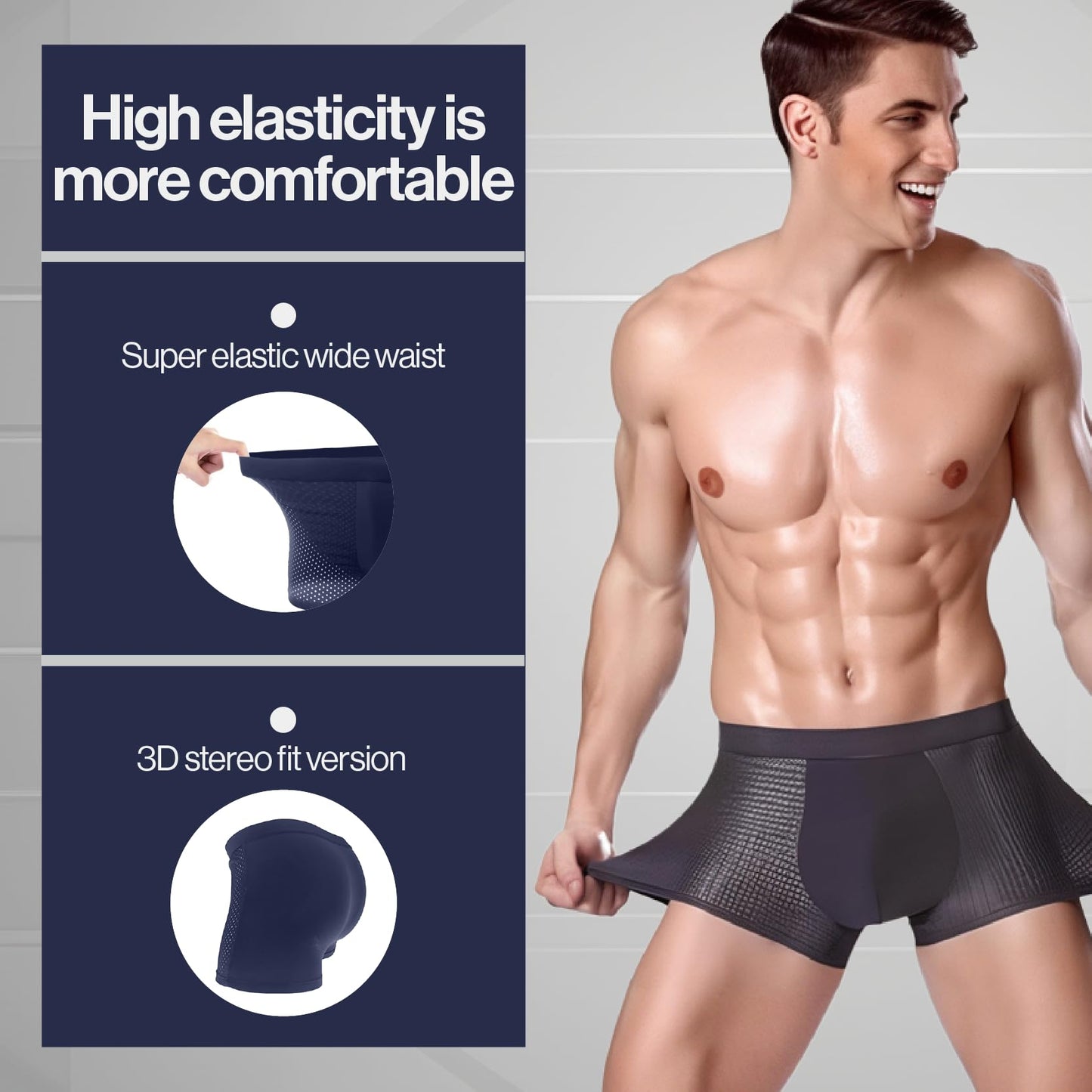 🔥(Set of 4pcs) 2025 NEW Men's Energy Boost & Antibacterial Elastic Underwear Set