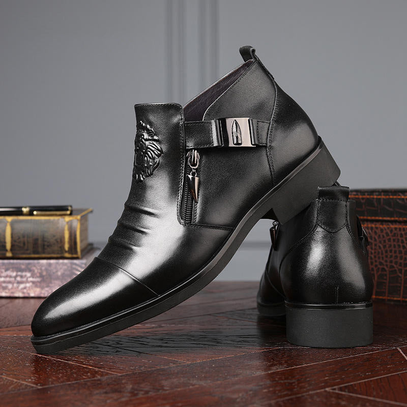 (⏰Last Day 70% OFF🔥)Men's Comfortable Leather Motorcycle Boots Work Boots Waterproof Anti-Slip Anti-Sprain(💯Specialized Boots For Tournaments)