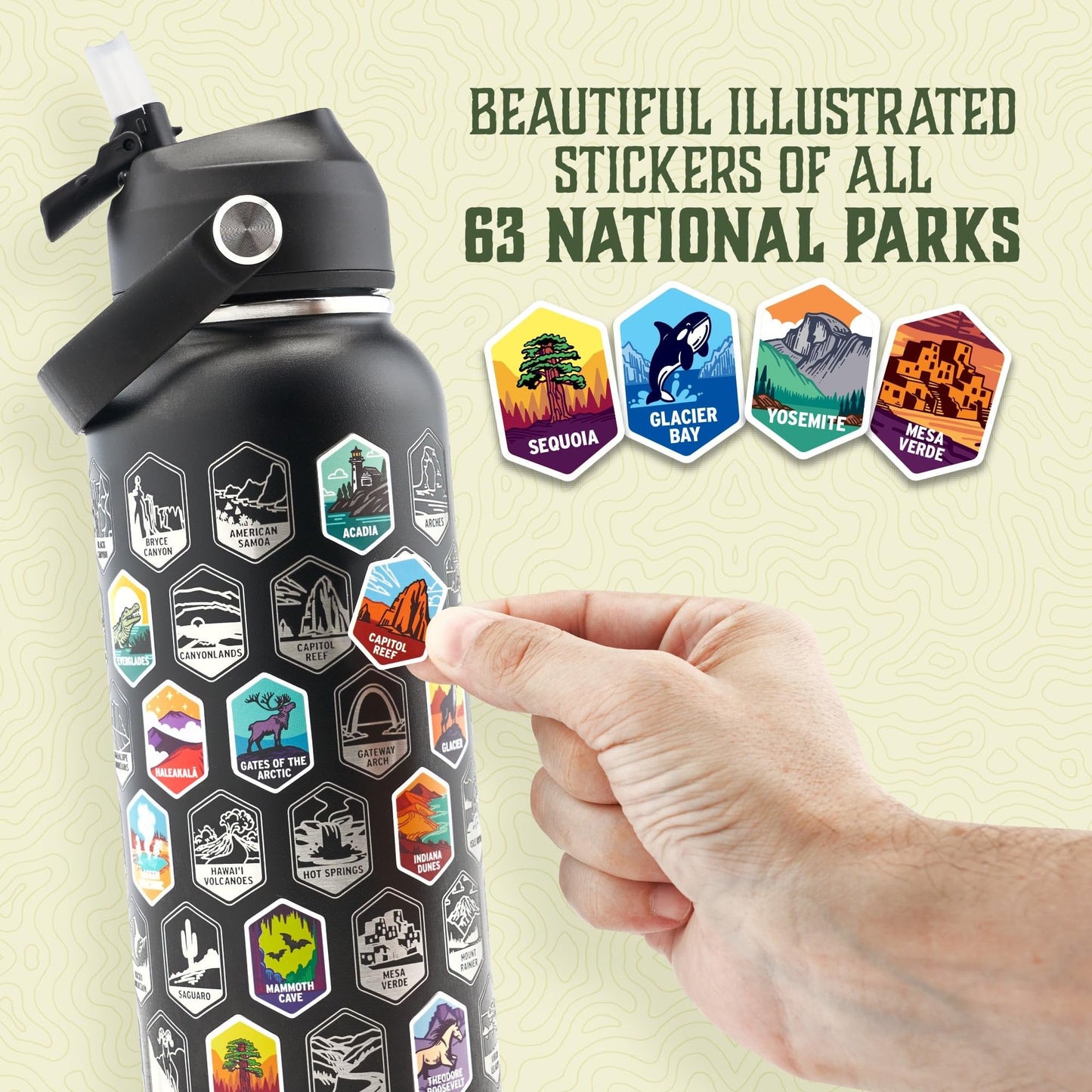 National Park Insulated Bottle Flask Tumbler with Stickers Kit