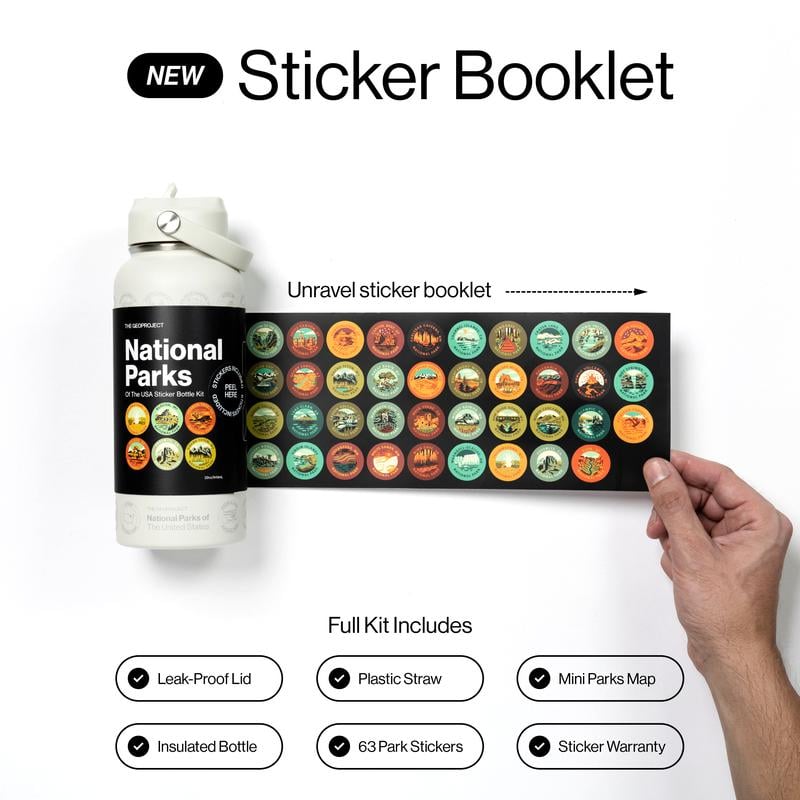 National Park Insulated Bottle Flask Tumbler with Stickers Kit