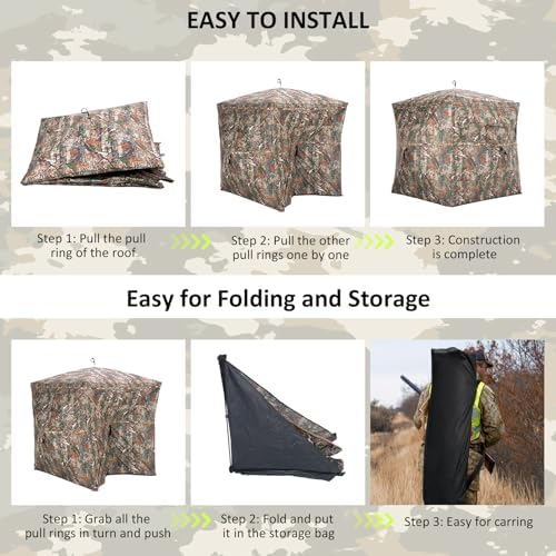 Hunting Blind 360° Degree See Through Ground Blind for Deer Hunting