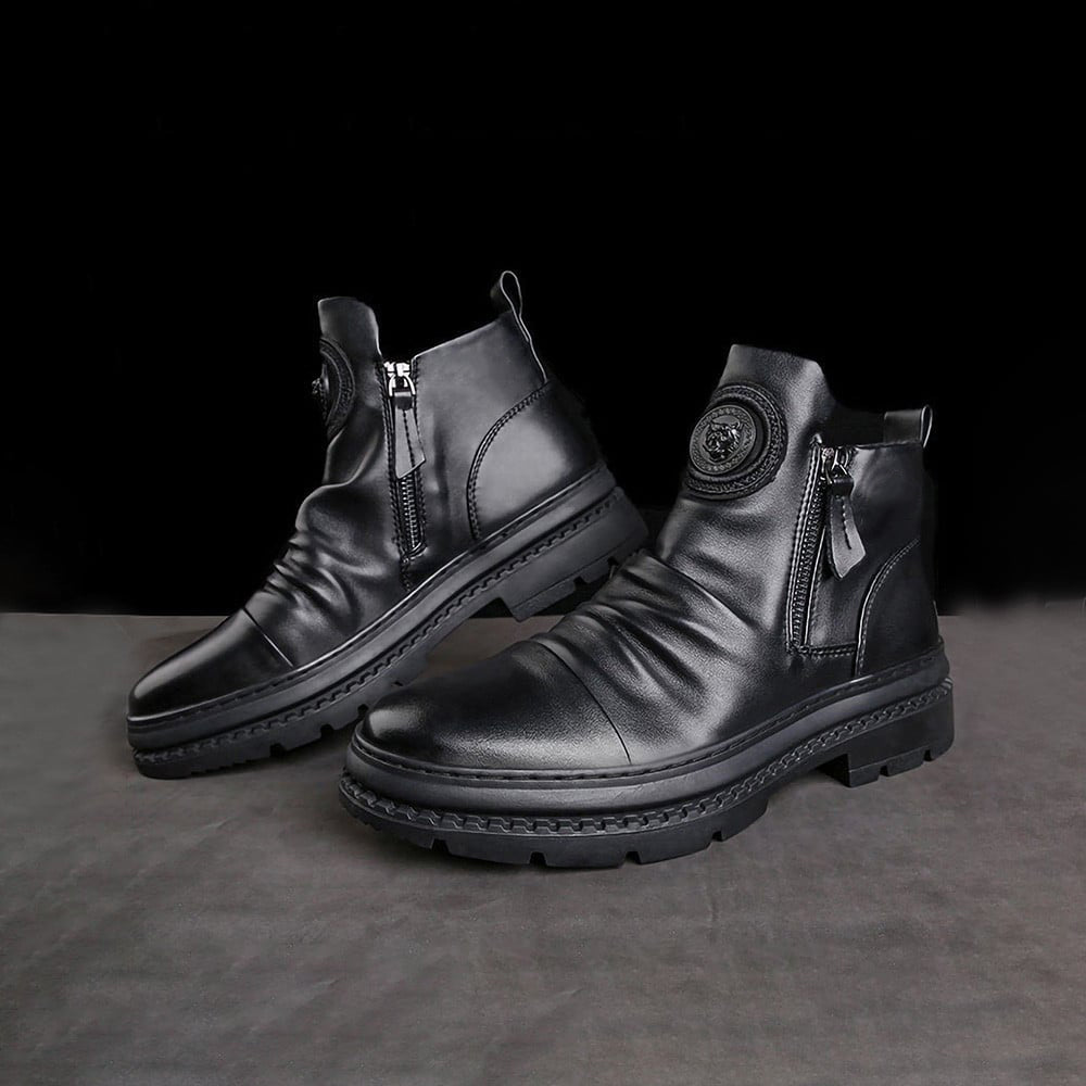 (⏰Last Day 70% OFF🔥)Men's Comfortable Leather Motorcycle Boots Work Boots Waterproof Anti-Slip Anti-Sprain(💯Specialized Boots For Tournaments)