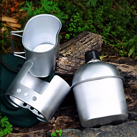 🔥Last Day 70% OFF🔥Military Canteen Set of 4, Canteen Cup Stove Pouch Kit