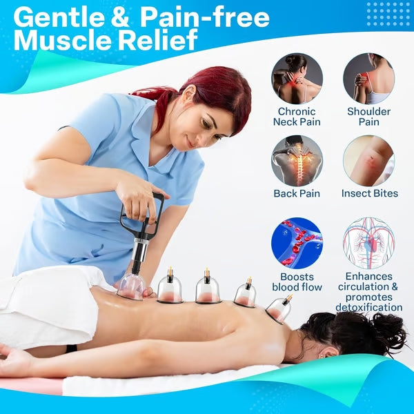 Cupping Set, 12 Cups Cupping Kit for Massage Therapy, Chinese Cupping Therapy Set with Magnetics, Professional Vacuum Cupping Set for Cellulite Reduction Muscle Pain Relief with Manual Pump