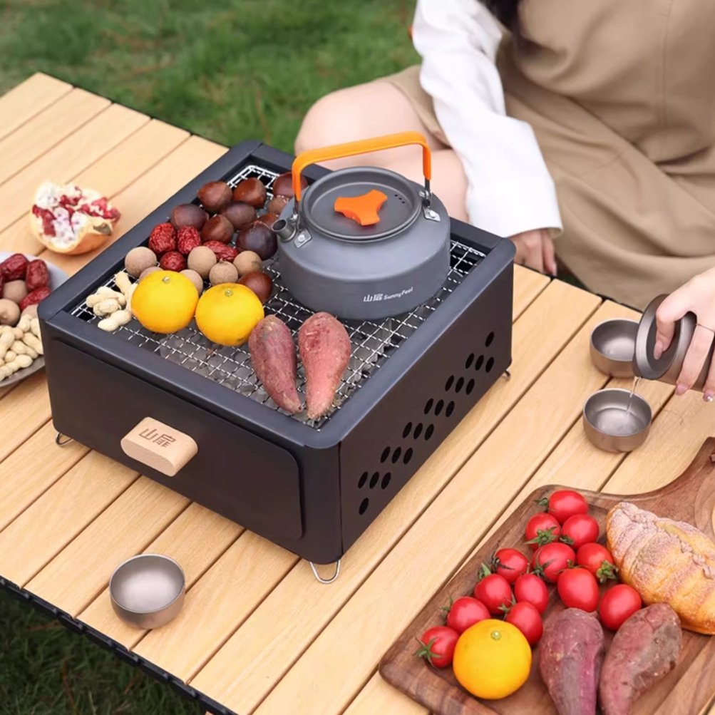 Outdoor barbecue grill stove tea making stove set barbecue stove home camping full set